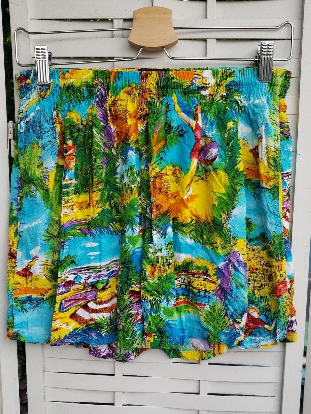 Jams World Tropical Print Men's Shorts — Blue, Yellow, Green Size M